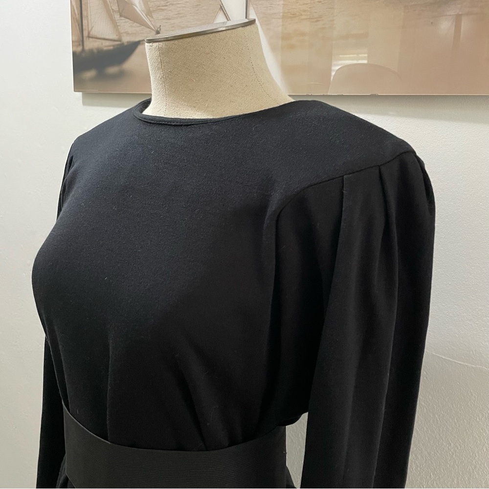 Black Knit Bat Wing Puffed Sleeve Dress New Cozy Dress Size: Medium ✨ - Picture 2 of 9